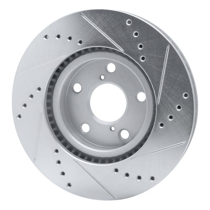 Lexus IS300 Brake Rotor (1) - Front Left - R1 Concepts - Drilled & Slotted - Silver - `92-`10